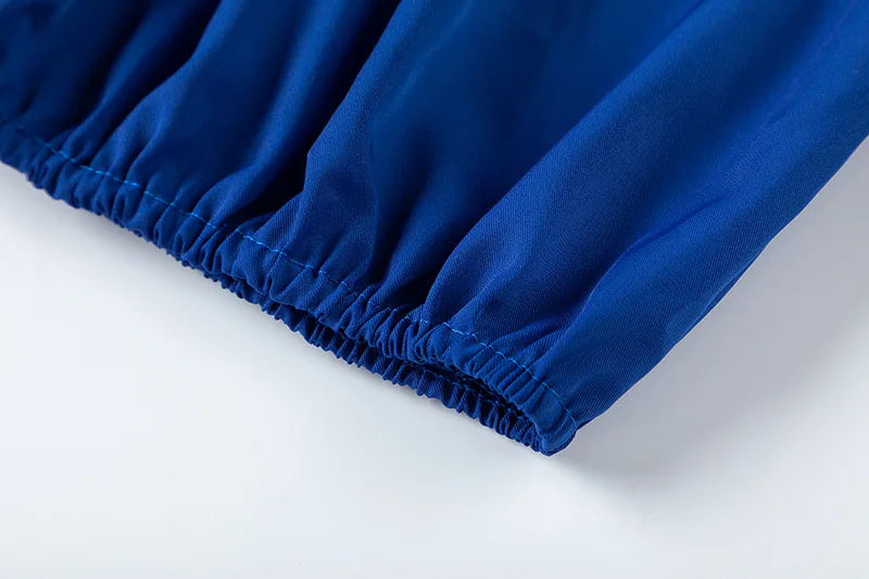 Puff Sleeve O Neck Tops + High Waist Wide Leg Pants (2 Pcs.)