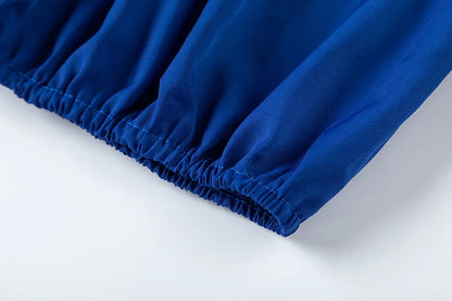 Puff Sleeve O Neck Tops + High Waist Wide Leg Pants (2 Pcs.)