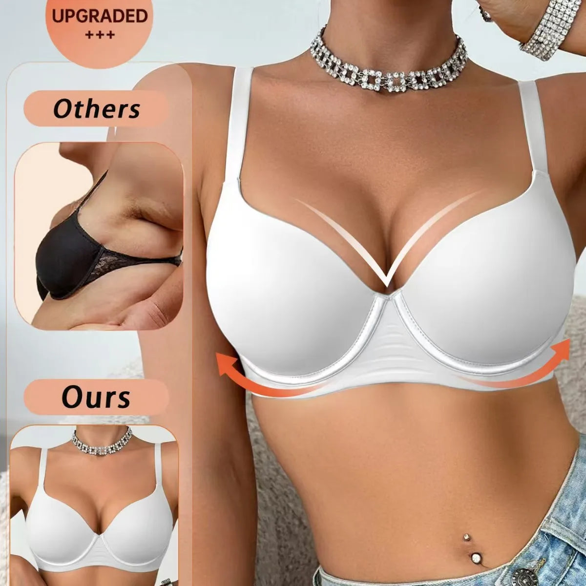 Jelly UnderWire Push Up Bra For Women Plus Size Anti-Sagging Bralette Comfortable Lingerie