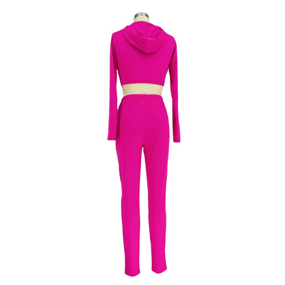 Striped Bandage Full Sleeve O-neck + Pant Sport Sets