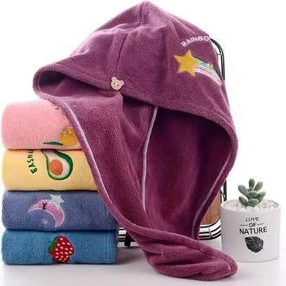 Quick Dry Shower Cap Turban for Women Girls Bathroom Super Absorbent Soft Towel Hair Dry Wrap Bonnets Cute Hair Drying Towel