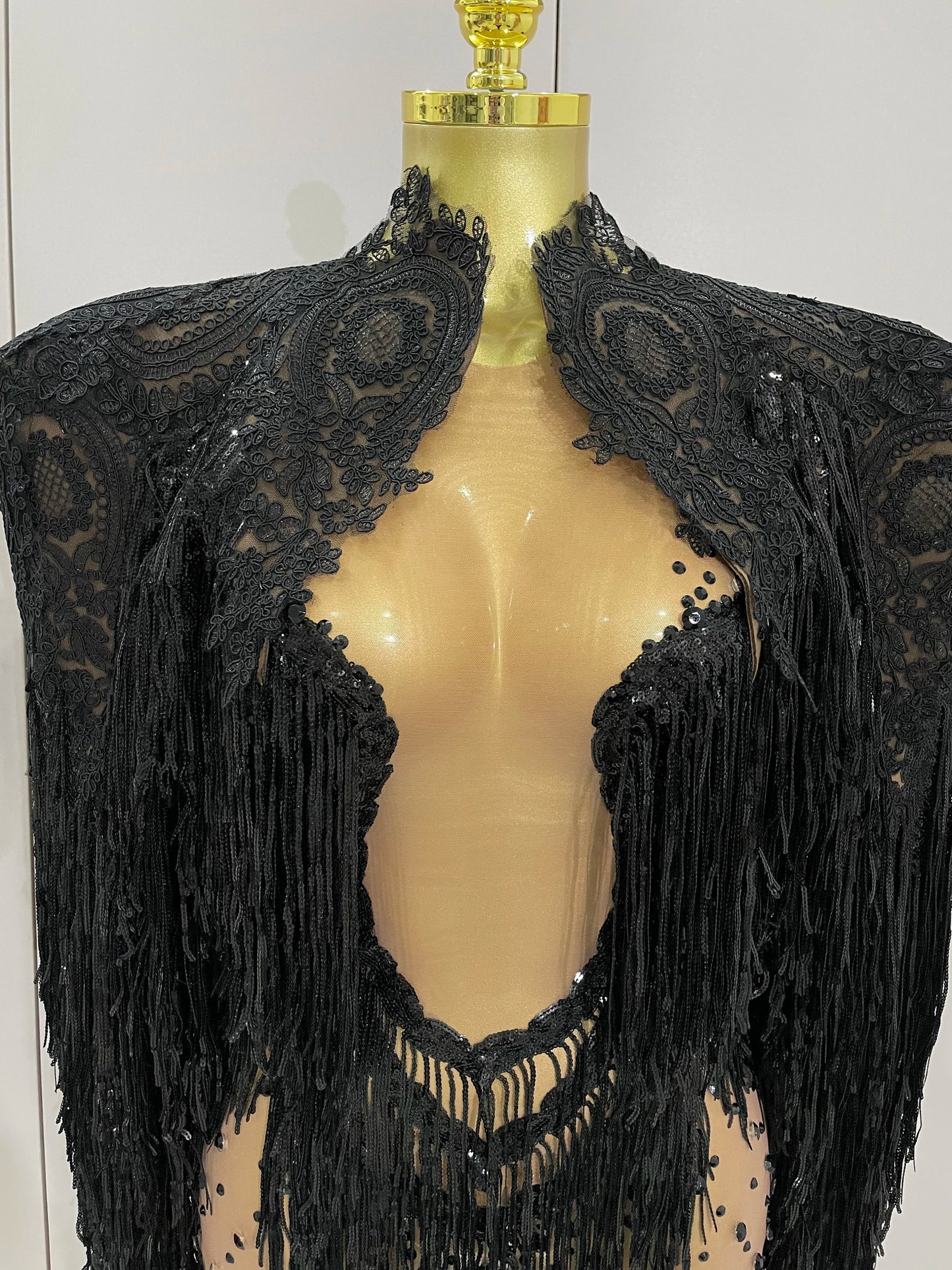 Luxury Sparkly Rhinestone Sequin Tassel Coat + Dress