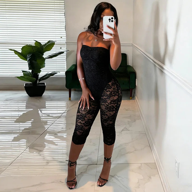 Lace See Through Bodycon Jumpsuits for Woman