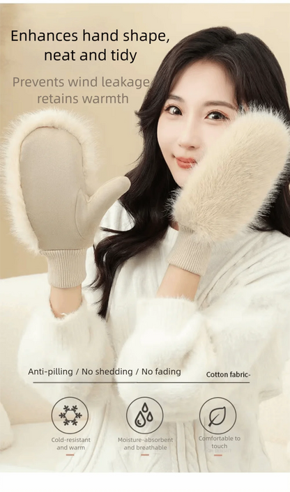 Windproof Gloves Soft Full Fingers Winter Warm Mittens For Cold Weather