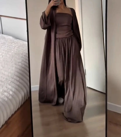 Wide Leg Pants Three Piece Simple Casual Pants Sets