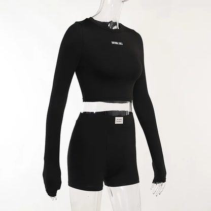 Round Neck Long Sleeved 3/4 + Shorts Sets