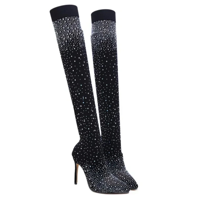 Deana Stretch Sock Boots (Rhinestone )