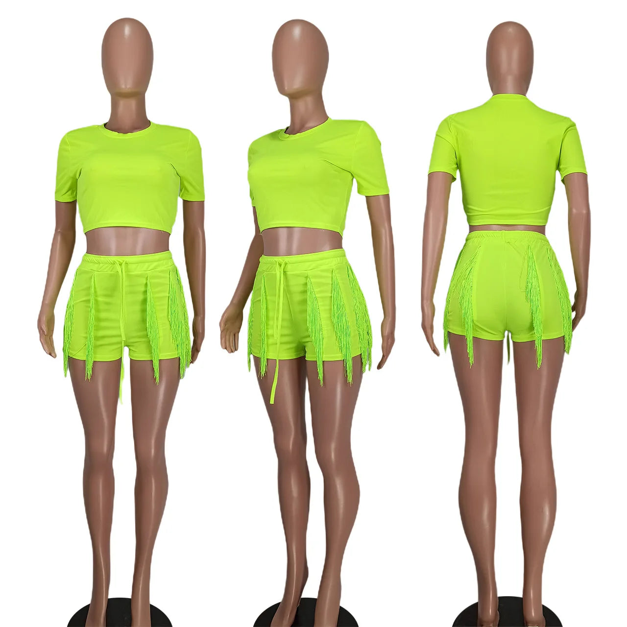 Short Sets Women Two Piece Crop Top + Shorts