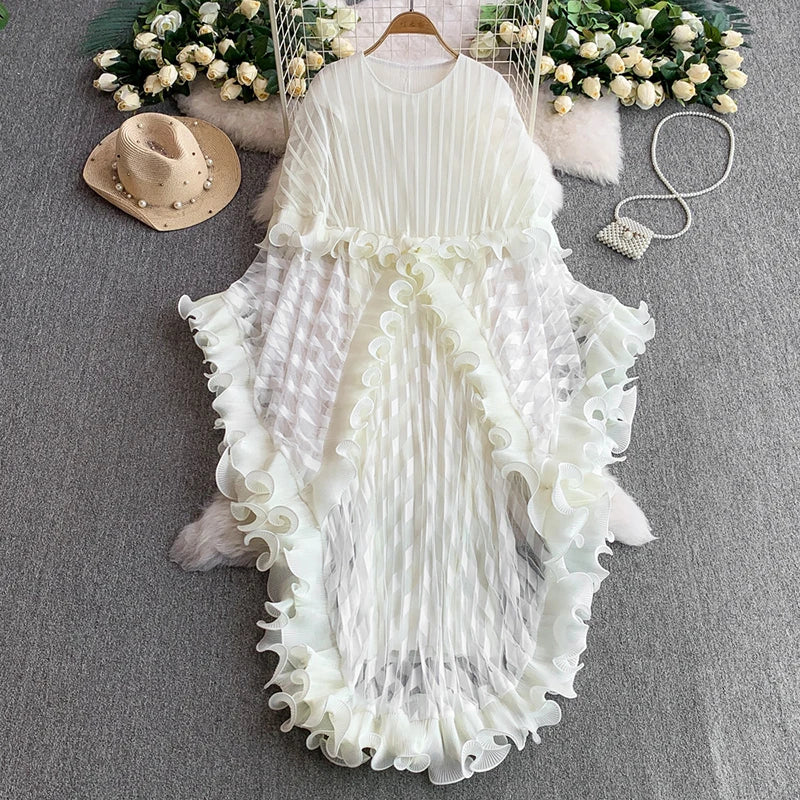 American Style V-neck Irregular Hem Design Dresses 22D1845