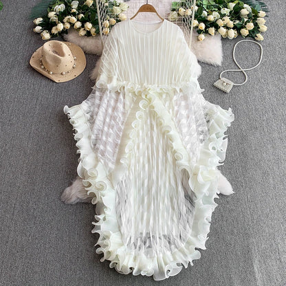 American Style V-neck Irregular Hem Design Dresses 22D1845