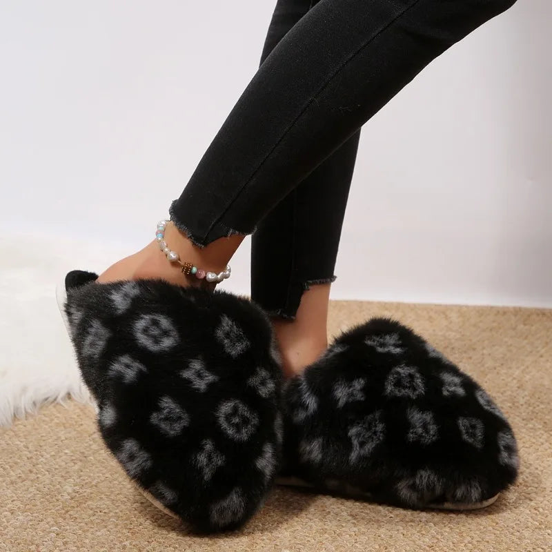 New Fluffy Luxury Designer Home Casual Fuzzy Shoes for Women