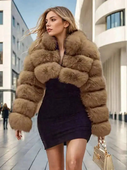 Luxury Fashion Women's Faux Fur Coat (zipper)