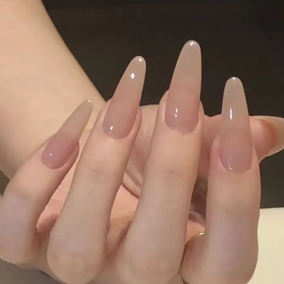 24Pc Long Stiletto Press on Nails Cherry Pink French False Nails with 3D Bow Pearls Design Detachable Acrylic Fake Nail Art Tips