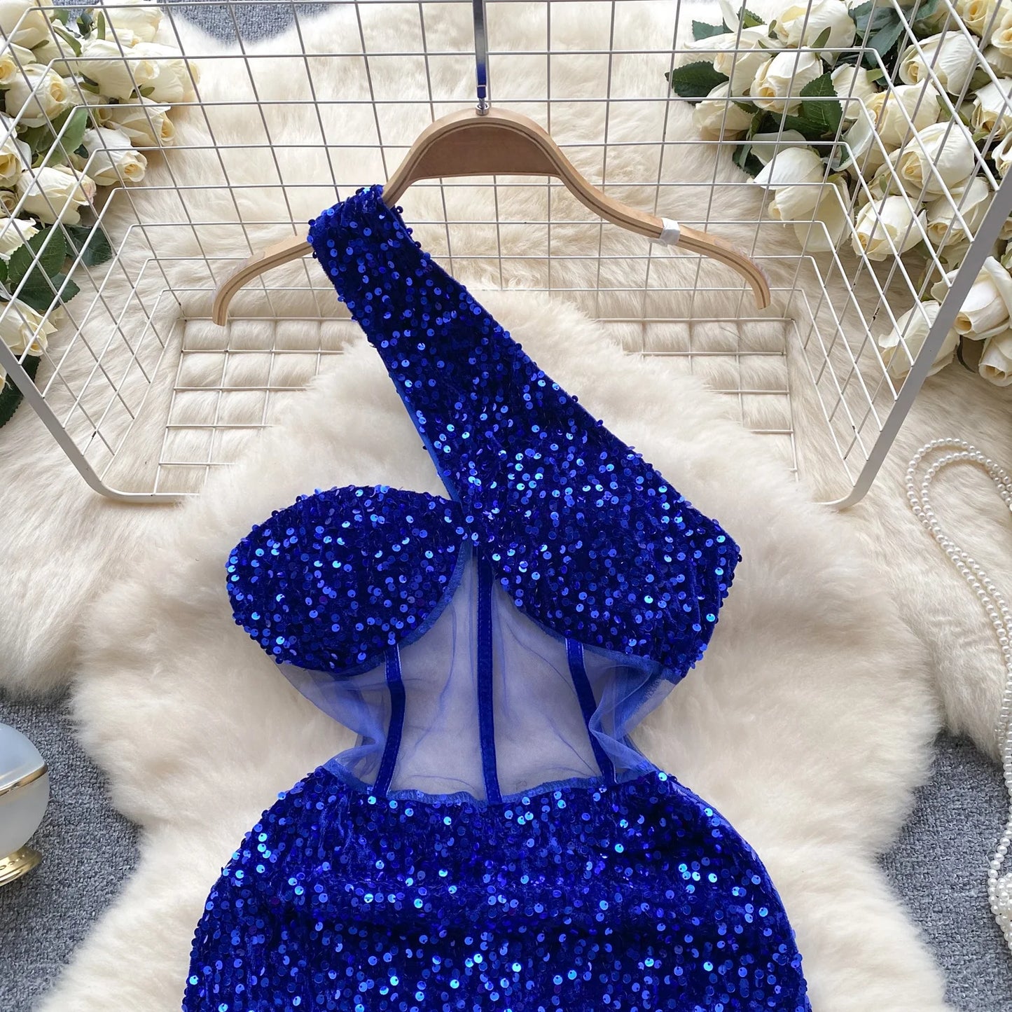 Glamour Off-Shoulder Sequin Dresses