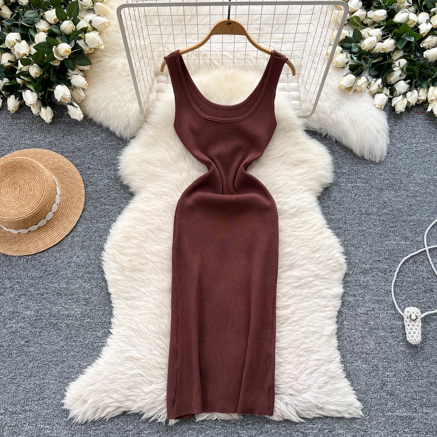 New Elastic Knitted Maxi Dresses