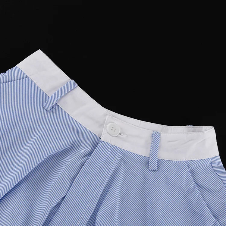 Lace Trim Crop Top + High Waist Flare Skirt Set