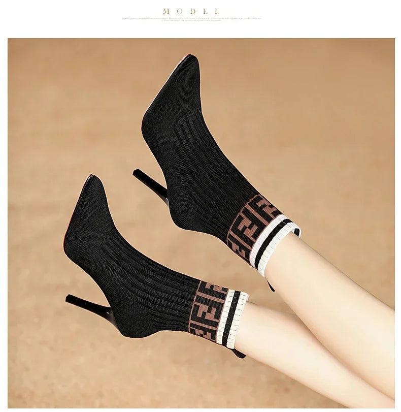 Laila Pointed High-heeled Elastic Ankle Boots