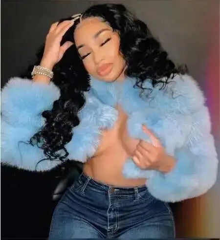 Luxury Fashion Women's Faux Fur Coat (zipper)