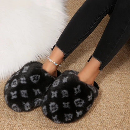 New Fluffy Luxury Designer Home Casual Fuzzy Shoes for Women