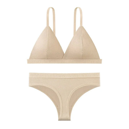 Push Up Bra Non-wire 1/3 Cup Bras + Thongs Lingerie Sets