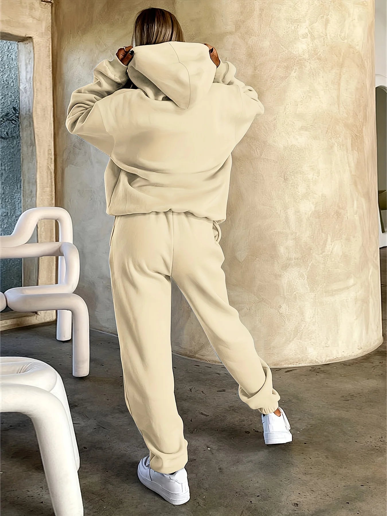 Hoodie + Pant Hip Hop Street Casual Paris Letter Pattern Printed Loose Sets