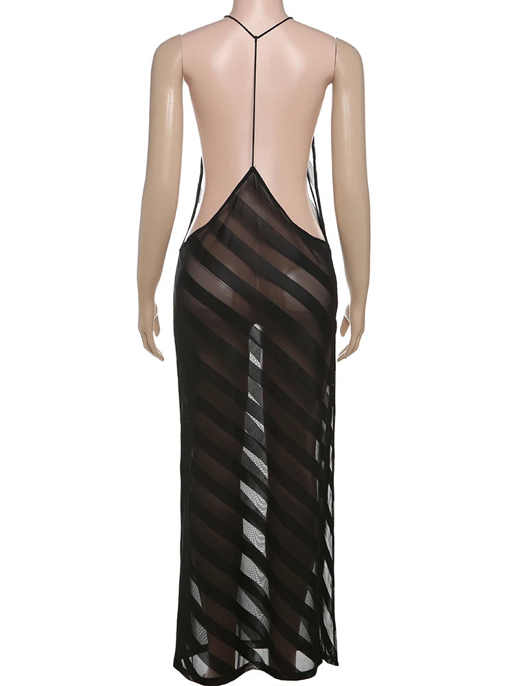 Stretchable Solid Spaghetti Straps Backless Maxi Dresses