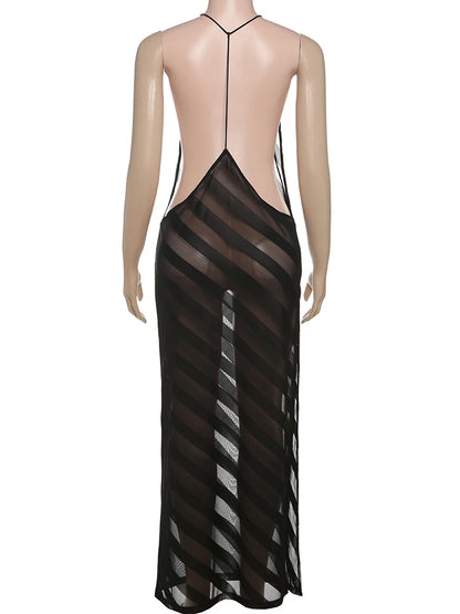 Stretchable Solid Spaghetti Straps Backless Maxi Dresses