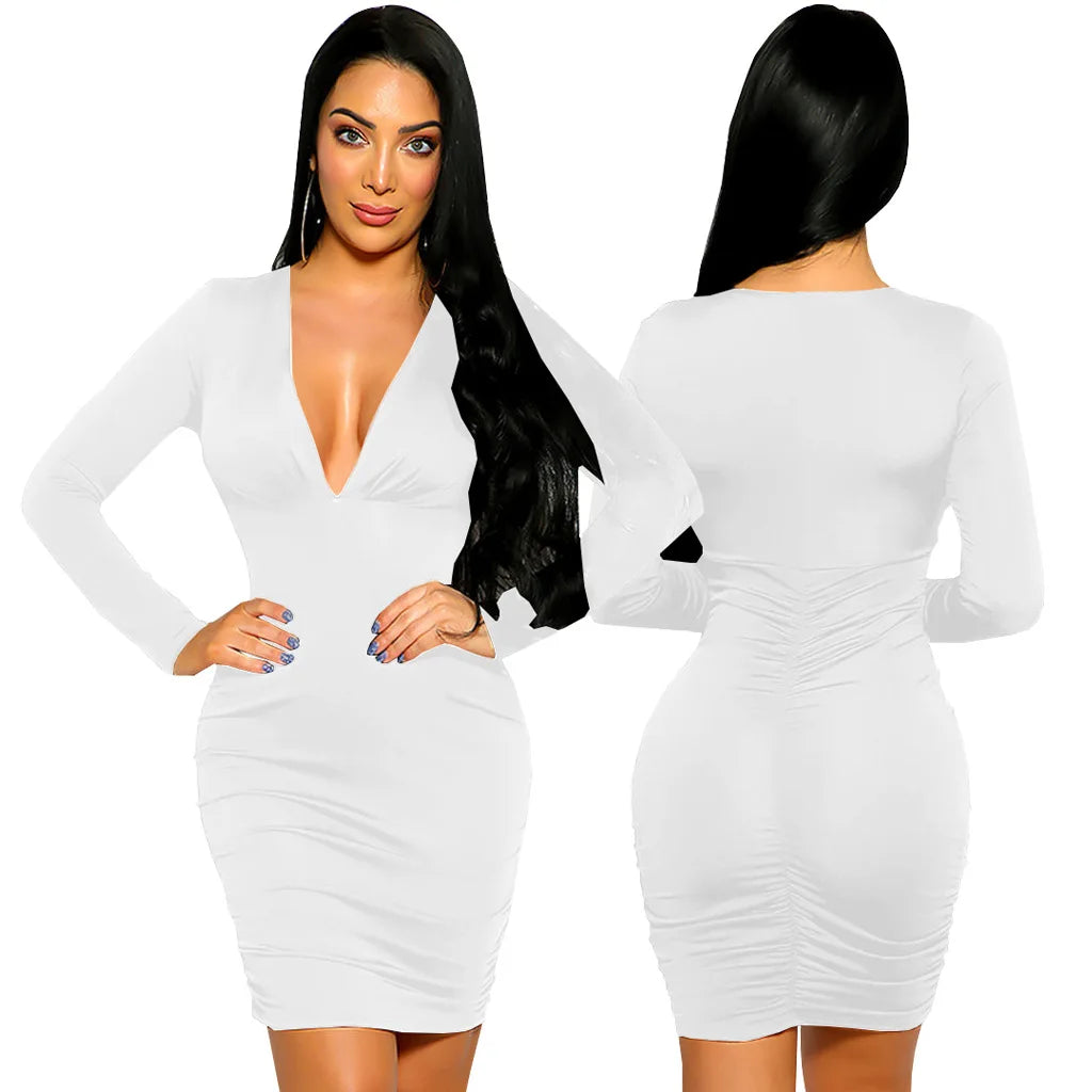 Deep V-neck Women Dresses