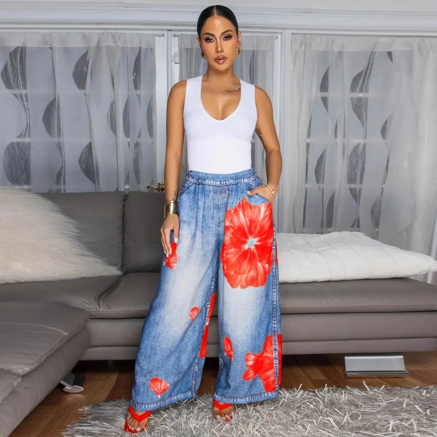 Casual Printed Wide Leg Pants (Comfortable)
