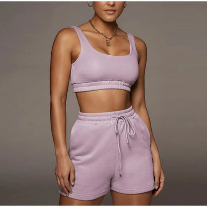 Sporty Tank Tops + Adjustable Shorts Summer Matching Sets