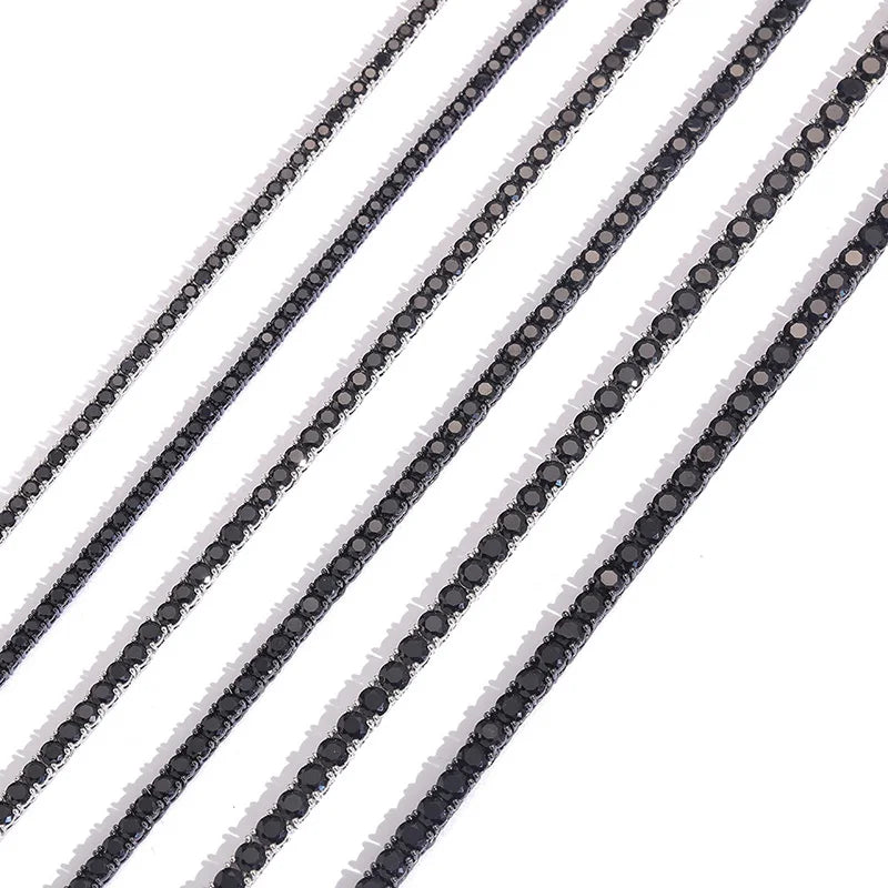 Black CZ Stone 1 Row Tennis Link Chain Chokers Necklaces Unisex  Jewelry