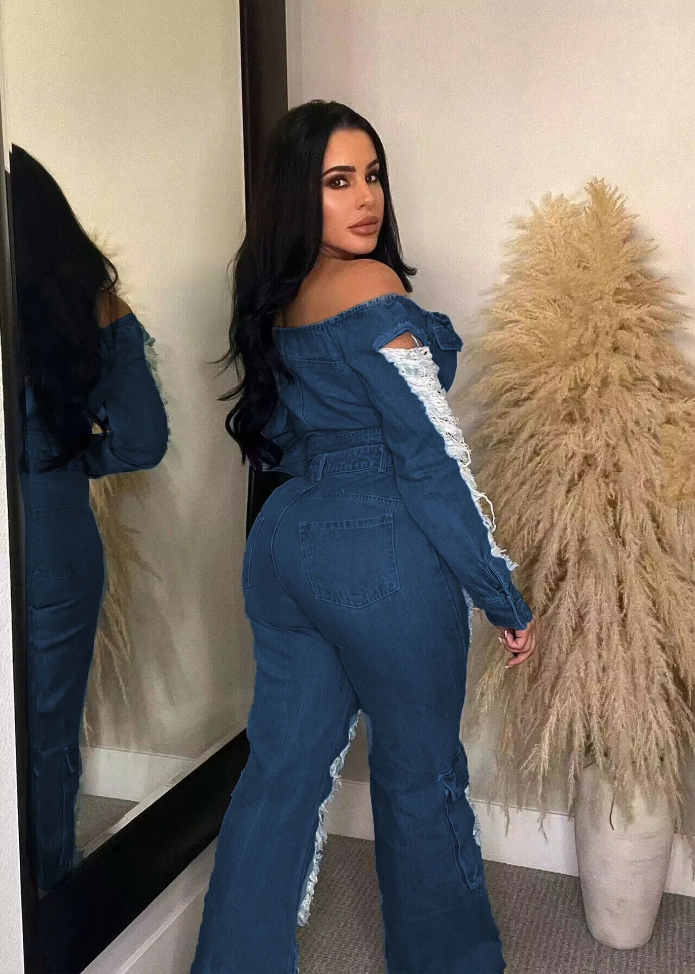 Sasha Baggy Hole Ripped Denim Pants 👖