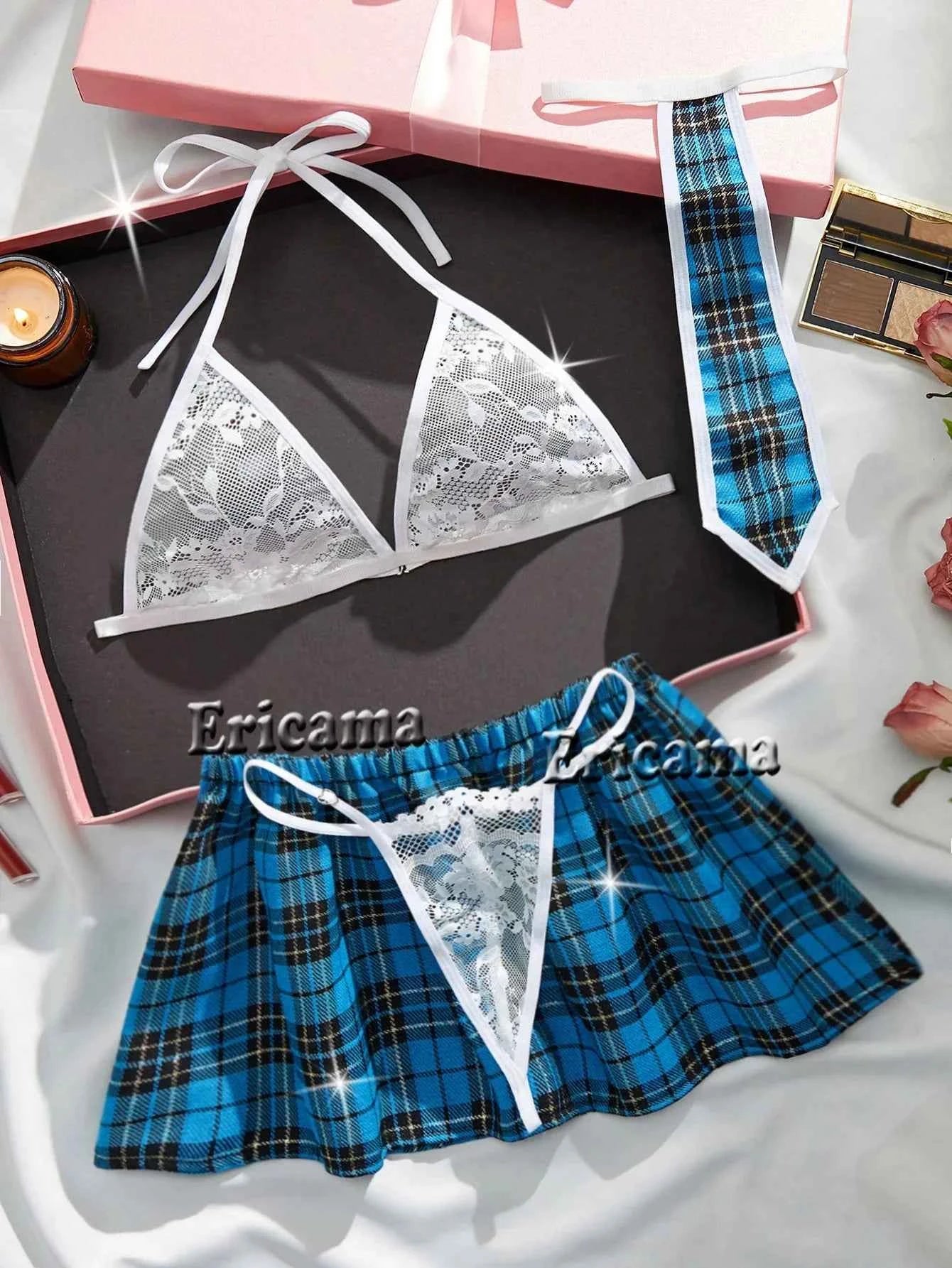 Student Uniform Bra And Panty Underwear Transparent Lingerie Sets