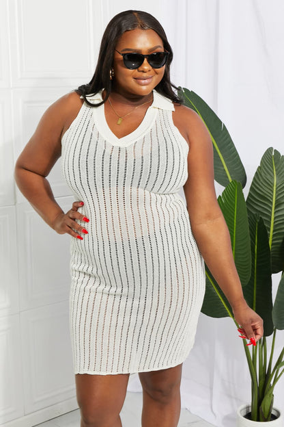 Openwork Johnny Collar Cover Up Dress - Fashion Finder Hub