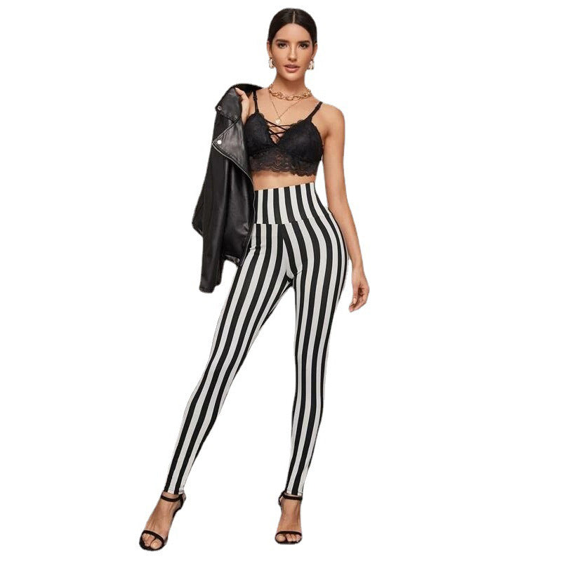 Vicki Vertical Stripes High Waist Leggings Skinny Pants 😍