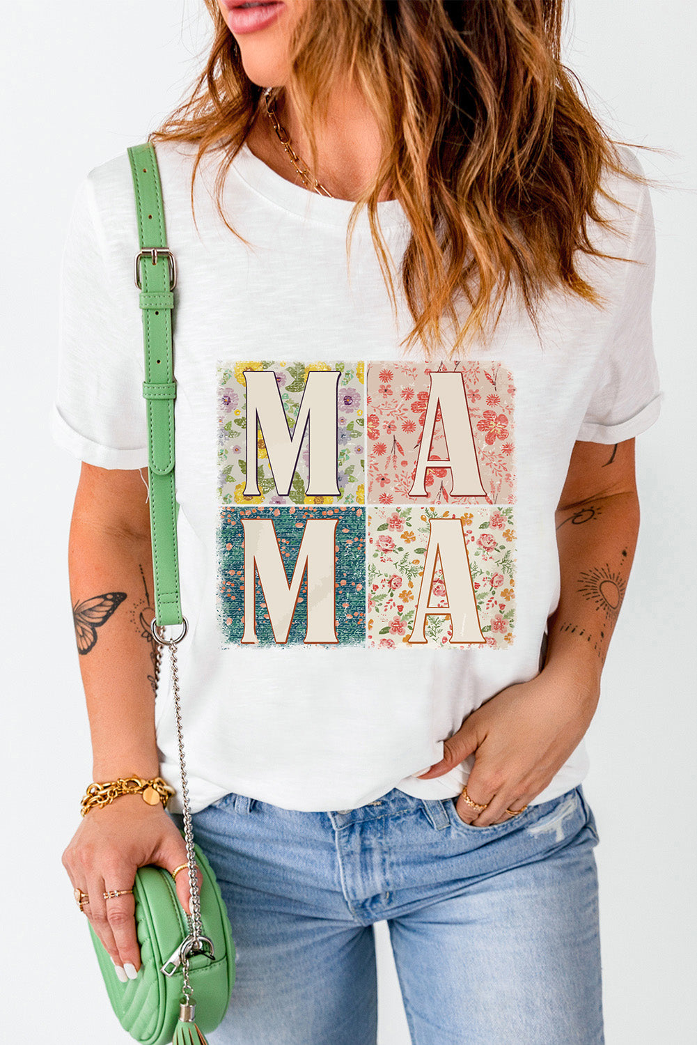 MAMA Round Neck Short Sleeve T-Shirt - Fashion Finder Hub
