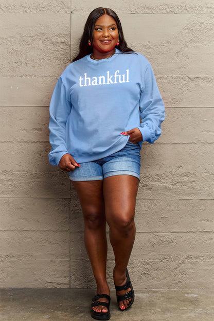 Simply Love Full Size THANKFUL Graphic Sweatshirt - Fashion Finder Hub