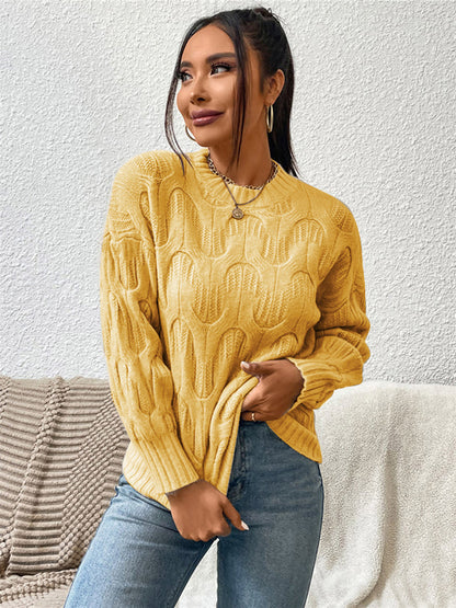 Round Neck Long Sleeve Sweater - Fashion Finder Hub