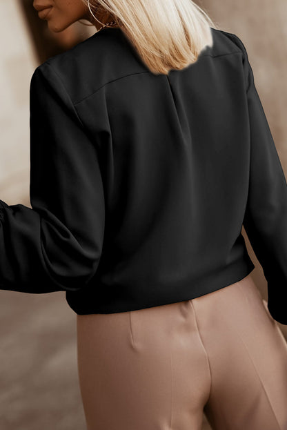 Button Up Round Neck Long Sleeve Shirt - Fashion Finder Hub