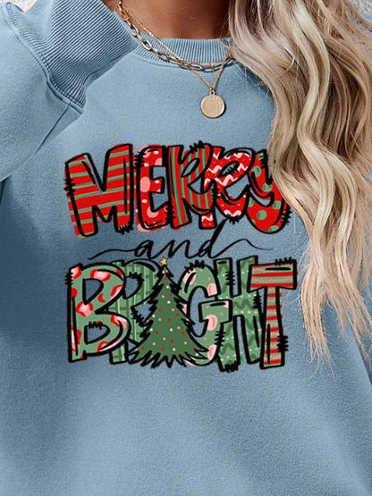 MERRY AND BRIGHT Long Sleeve Sweatshirt - Fashion Finder Hub