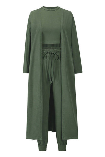 Tank, Pants, and Cardigan Set with Pockets - Fashion Finder Hub