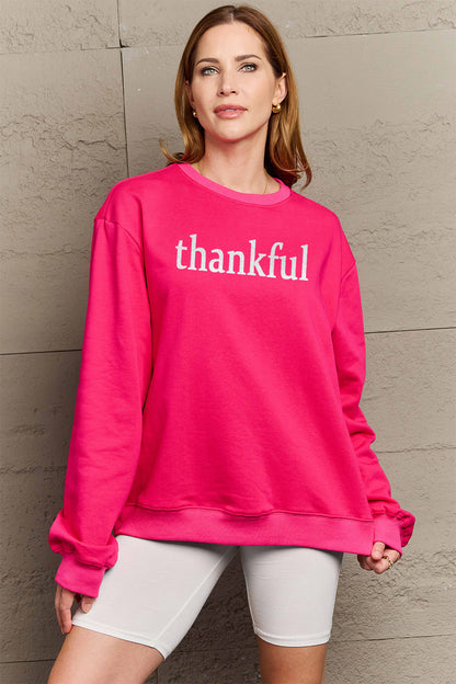Simply Love Full Size THANKFUL Graphic Sweatshirt - Fashion Finder Hub