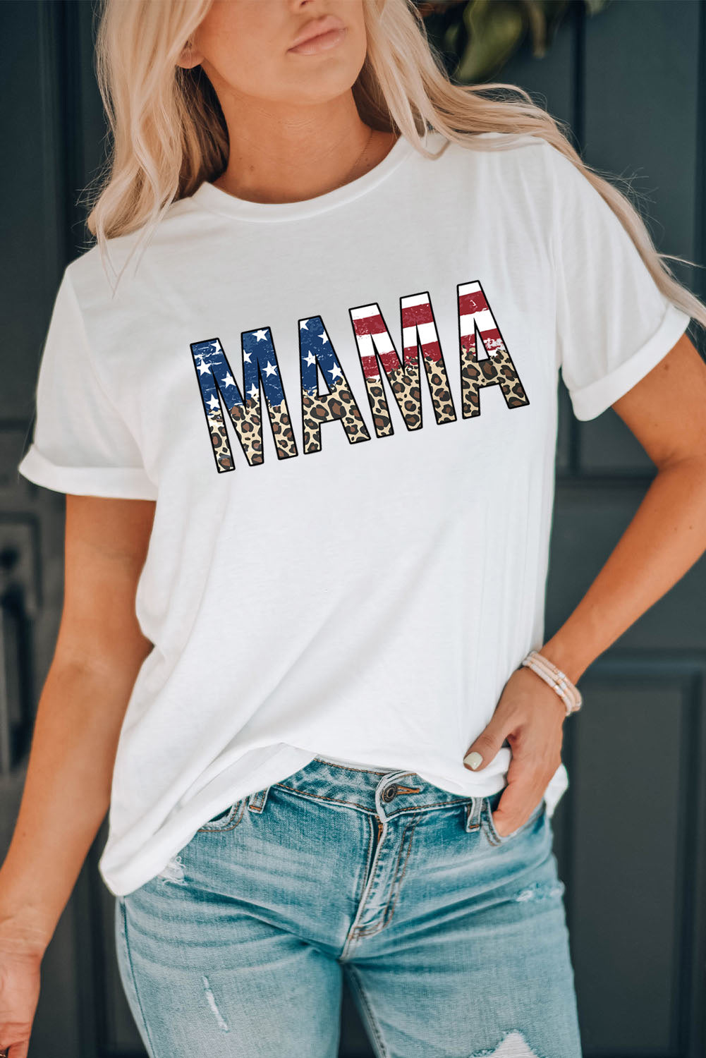 MAMA Round Neck Short Sleeve T-Shirt - Fashion Finder Hub