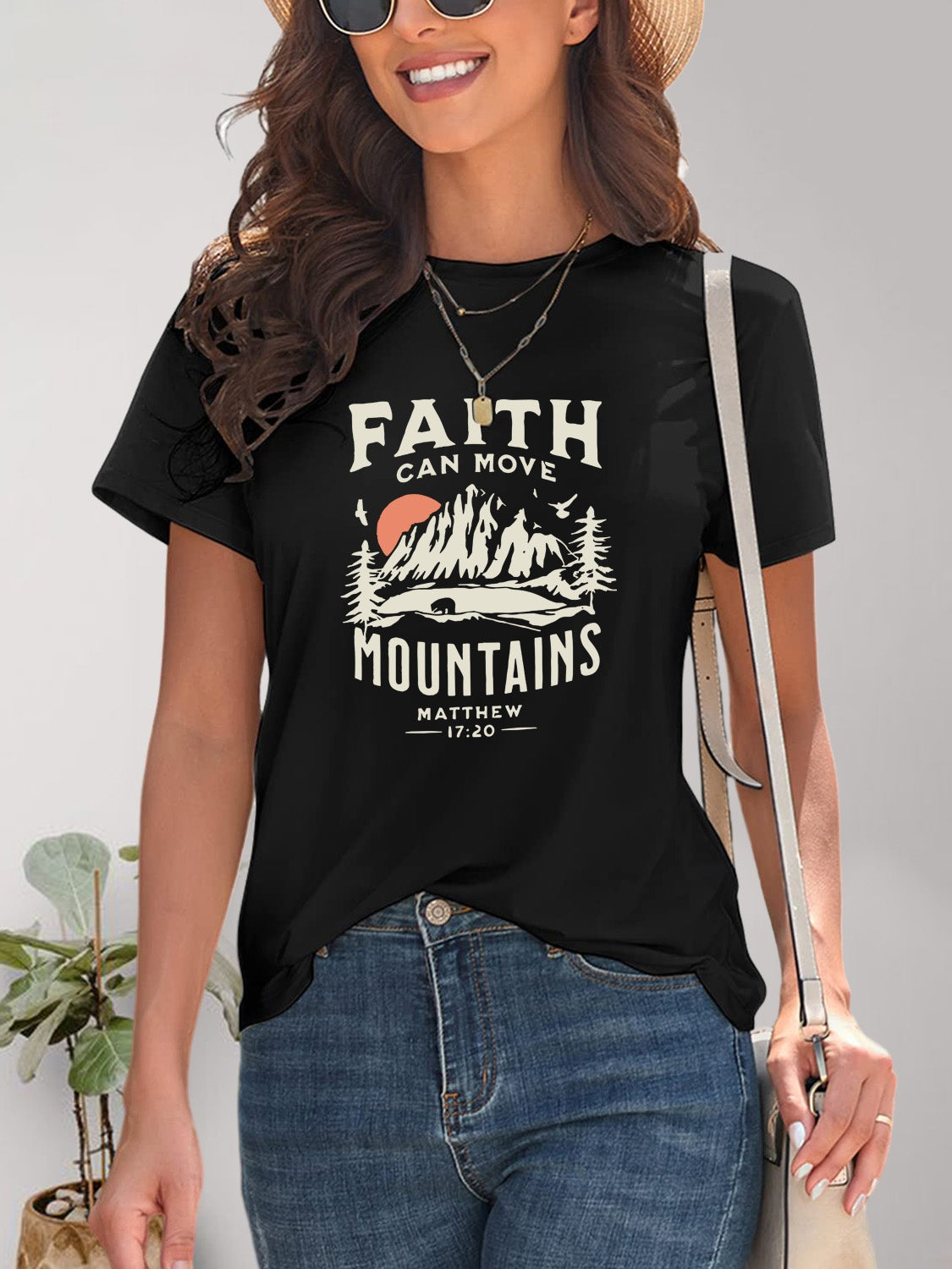 Graphic Round Neck Short Sleeve T-Shirt - Fashion Finder Hub