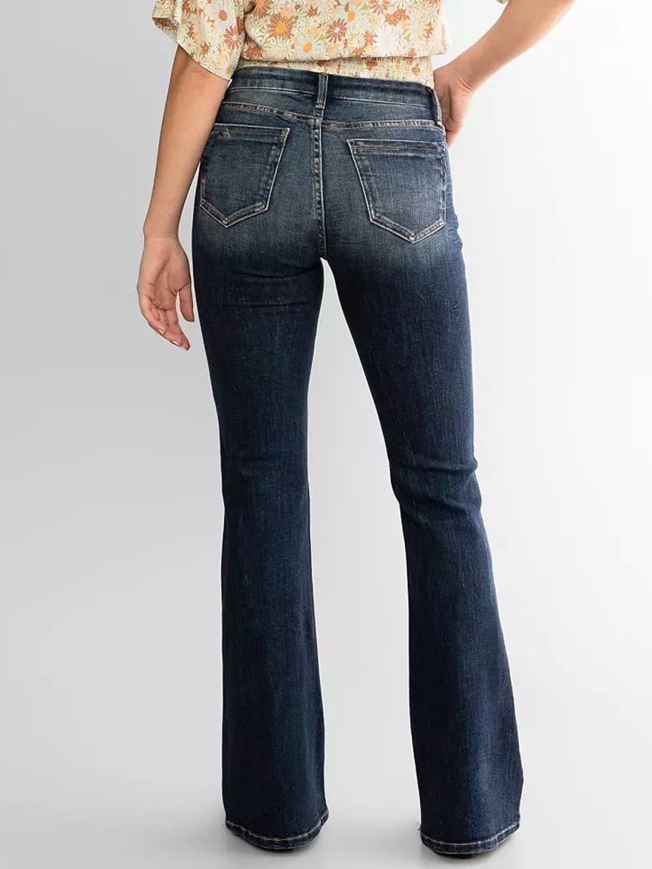 Rita Mid Waist Slim Fit Stretch Retro Flared Jeans