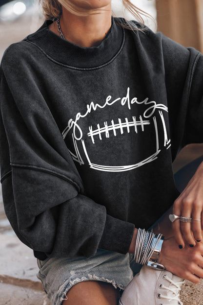 Round Neck Long Sleeve FOOTBALL Graphic Sweatshirt - Fashion Finder Hub