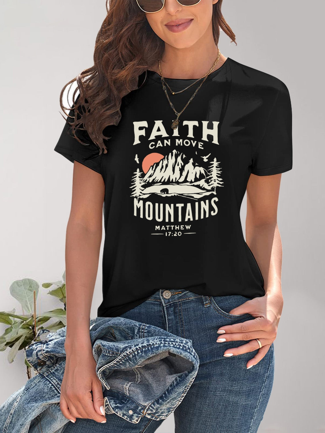 Graphic Round Neck Short Sleeve T-Shirt - Fashion Finder Hub