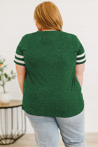 Plus Size Striped V-Neck Tee Shirt - Fashion Finder Hub