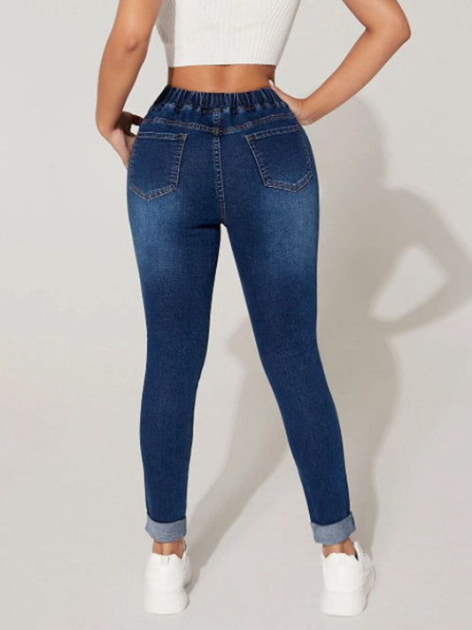 Drawstring Cropped Jeans - Fashion Finder Hub