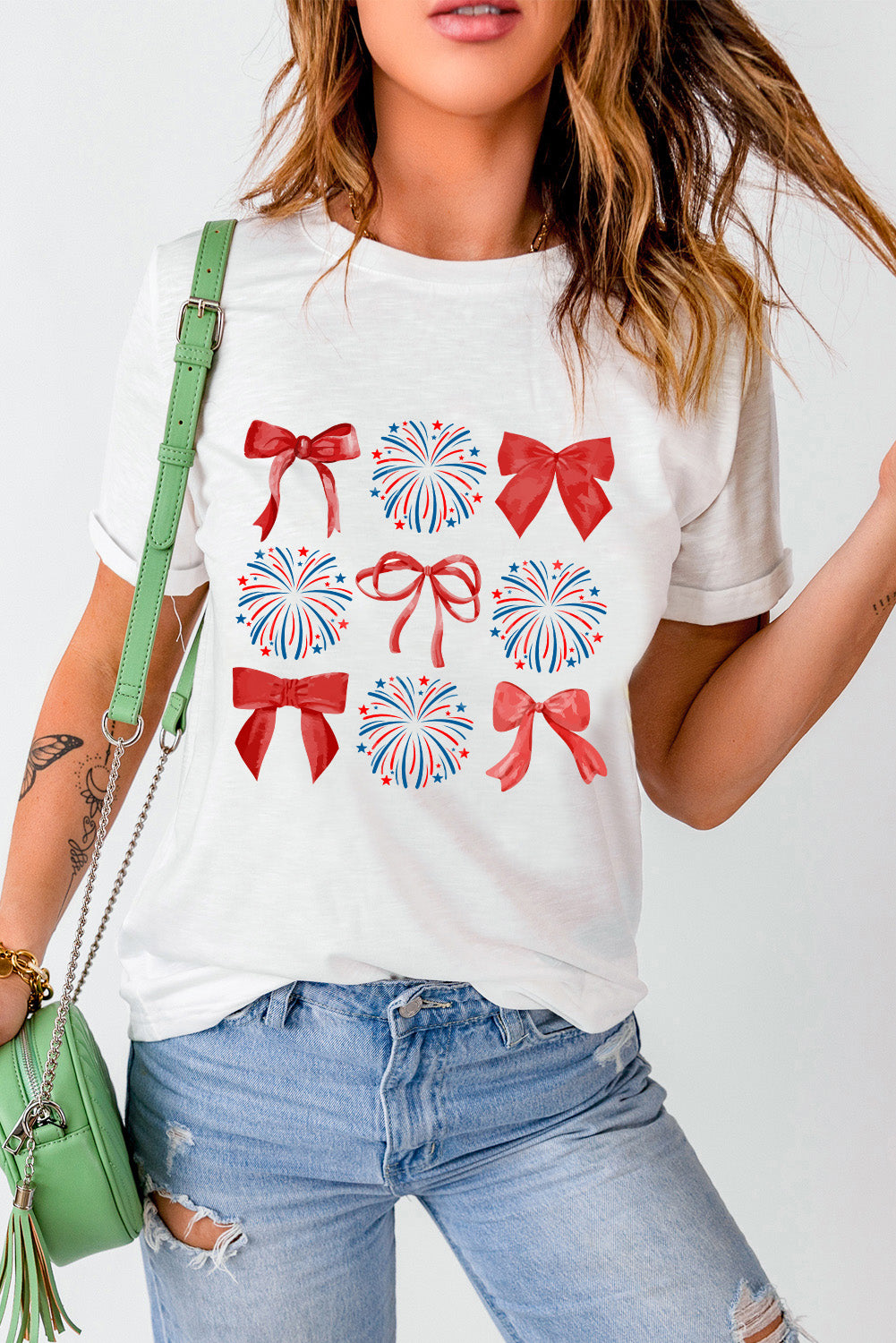 Bow Graphic Round Neck Short Sleeve T-Shirt - Fashion Finder Hub